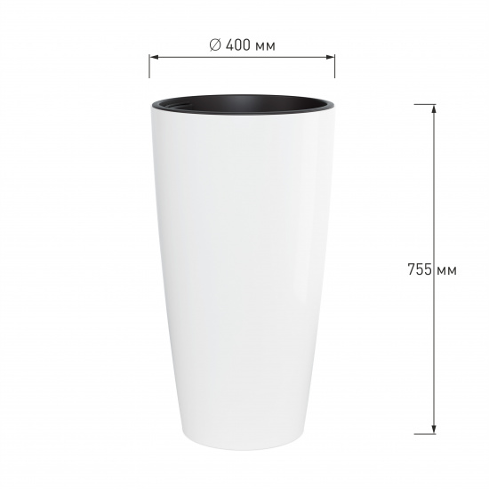 Кашпо пластм. "Рондо" высокое 71л d 400мм h755мм, со вставкой 23л Белый М8877 (ЗПИ "Альт.") *1