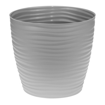 Кашпо пластм. "Дюна" 3,0л d верха 180мм h160мм с поддоном,с дрен.решеткой Серое М3069 ("М-П")*1/12