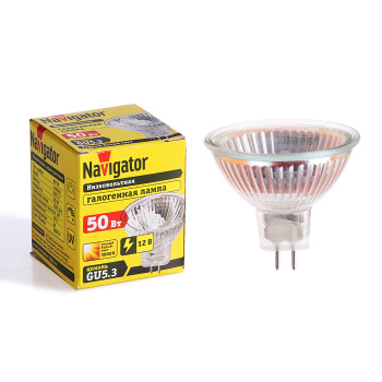 Лампа накаливания галогенная Navigator, GU5.3, MR16, 50 Вт, 1200 Лм, теплый белый свет
