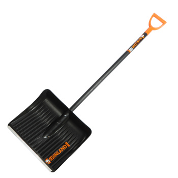 Лопата снегоуб пластик 490*410 с планкой дерев черенком, пласт. ручка "FINLAND" (арт.1023)  *1/5