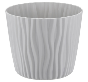 Кашпо пластм. "Волна" 4.0л d верха 200мм, h170мм  с съем дрен.решеткой Серый М3189 ("М-П.")*1/16