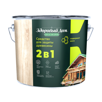 Защитно-декоративное покрытие 0.8 л для древесины Здоровый Дом 2 в 1, дуб