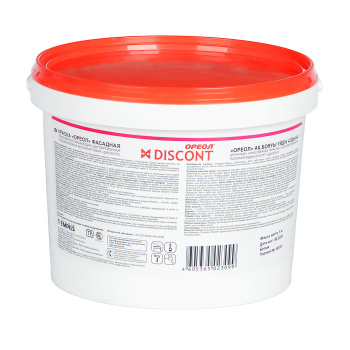 Краска акриловая 3 кг фасадная Дисконт Ореол, белая, матовая