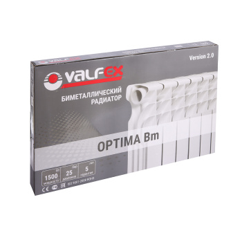 Радиатор биметаллический 12 секций VALFEX Optima Version 2.0, 500 мм, белый
