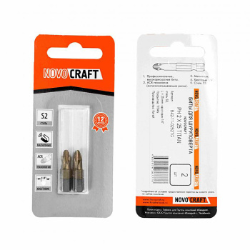 Бита крестовая PH2х 25мм (2 шт) магнитная S2TiN хвостовик1/4"С (B42-11-0252TG) TITAN NovoCRAFT *1/25