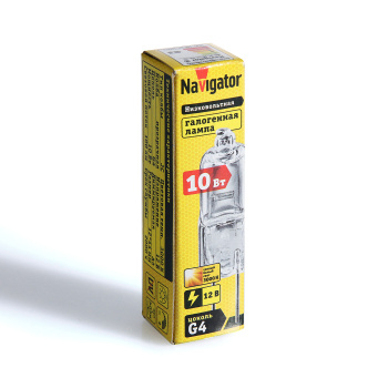 Лампа накаливания галогенная Navigator, G4, капсула JC, 12 В, 10 Вт, 100 Лм, теплый белый свет