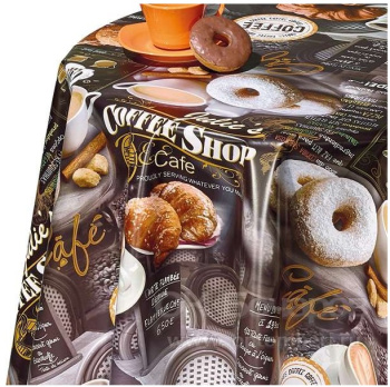 Клеёнка на неткан.основе "Dekorama" 070 А "Кафе-кондитерская" серо-коричневая шир.1,40м *20м