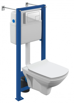 Комплект инсталляции с унитазом Cersanit CARINA XL Clean On, сиденье с микролифтом, кнопка Corner