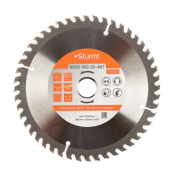 Диск пильный 160*20,0мм 48 зубьев по дереву (9020-160-20-48Т) Sturm *1/50