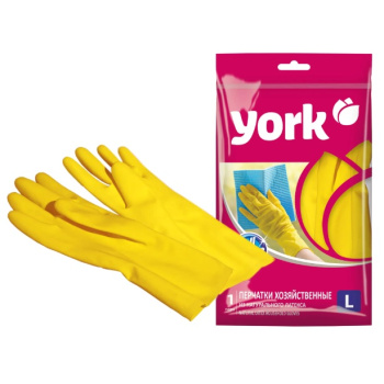 Перчатки латексные с хлопк.напыл. XL (супер большой) 1пара Желтые 092060 "York" *12/144