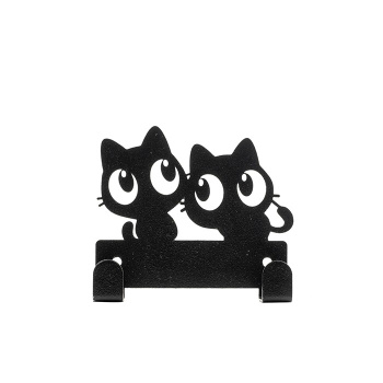 Крючок декоративные двойной "Котики" металл 9х9,7х2см черная Verda Line *1/102