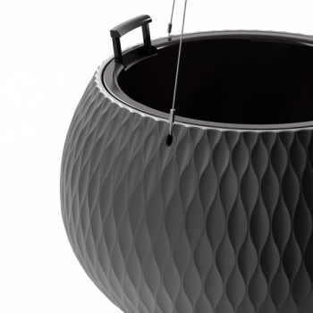 Кашпо пластм. подвесное "Жемчужина"  9,7л d 290мм h195мм, вставка 4л, металл.подвесГрафит М8918 *1/4