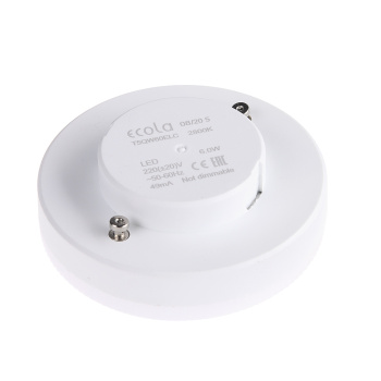 Лампа светодиодная Ecola, GX53, таблетка, 6 Вт, 450 Лм, 2800 К, теплый белый