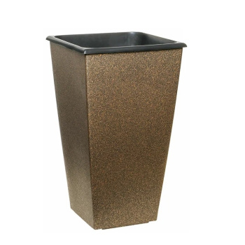 Кашпо пластм.  "Carre" высокое 19л 260х260 h455мм с вставкой 10.5л Золот. дождь 1300-51"Tek.A.Tek"*1
