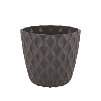 Кашпо пластм. "Wave" 1,4л d верха 145мм h132мм с поддоном Горький шоколад IG650110011 *1/10