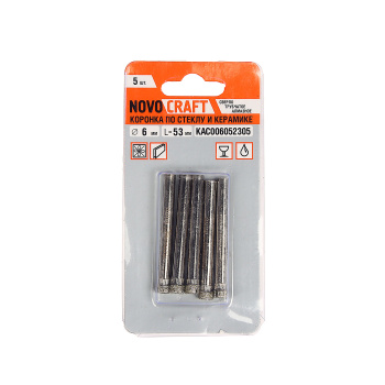 Коронка по стеклу/керамика   6мм алмазная (5шт) (KAC006052305) Novocraft *1/100