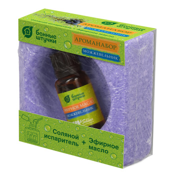 Соляной брикет 700г с эф. маслом "Можжевельник" 15мл для бани/сауны"Банные штучки"(32482) *1/12