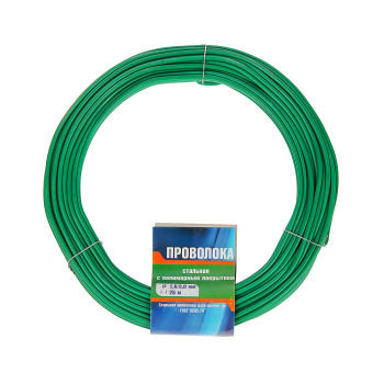 Проволока вязальная 25 м, 1.6-3 мм, термообработанная, ПВХ покрытие, зеленый