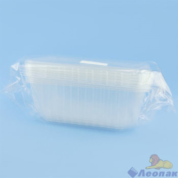 Одноразовые контейнеры с Крышками 1,0л прямоуг.186х132х65мм КОМПЛЕКТ 5ШТ "Леопак" *1/20