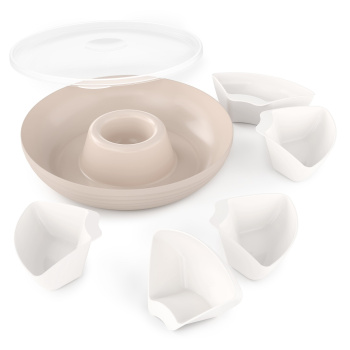 Блюдо пластм. "менажница" "Оазис" d285мм с крышкой М9023 ("Аьлтернатива") *1/9