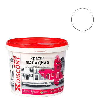 Краска акриловая 6.5 кг фасадная Дисконт Ореол, белая, матовая